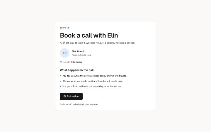 Contact, booking link