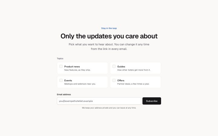Newsletter, choose topics