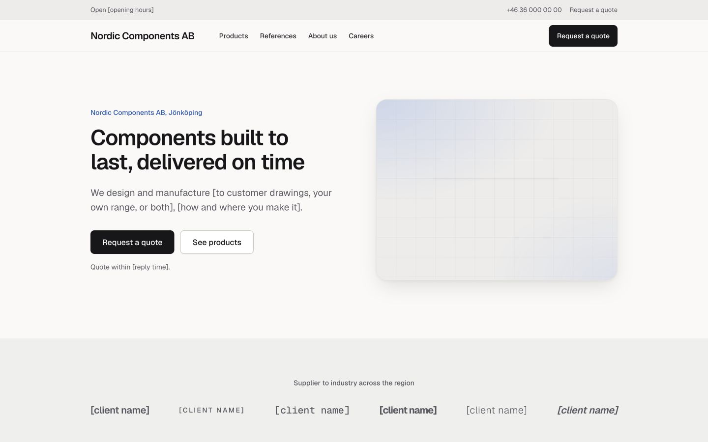 Product and manufacturing company template